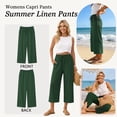 thumbnail image 5 of TEMOFON Linen Capri Pants Summer Wide Leg Pants for Women Casual Palazzo Womens Pant with Pocket Green XL, 5 of 8