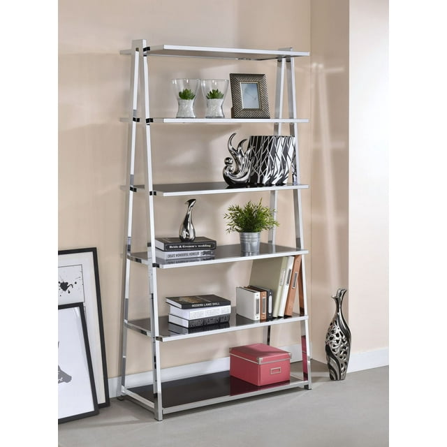 ACME Coleen Bookshelf in Black High Gloss & Chrome
