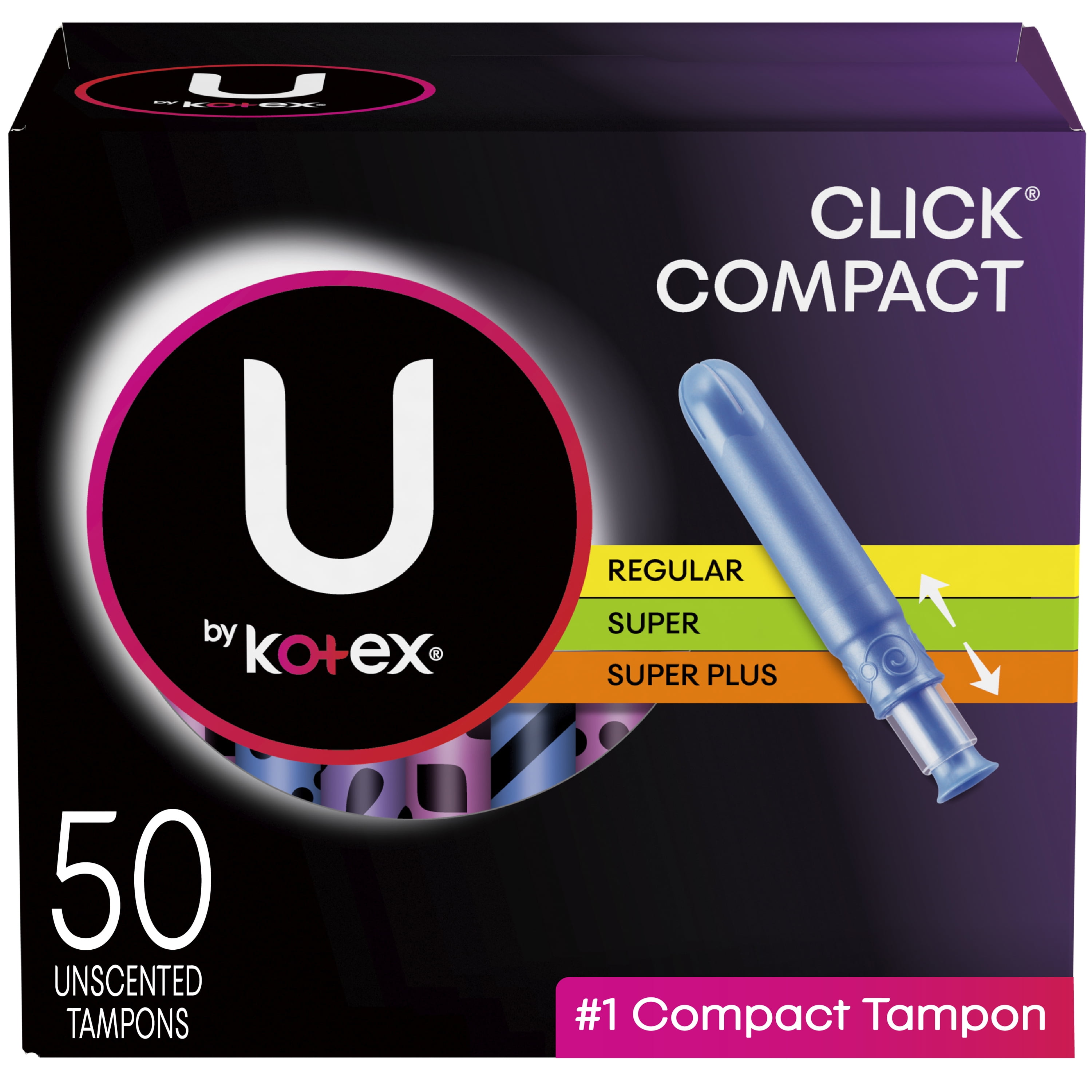 U by Kotex Click Compact Tampons, Multipack, Regular, Super & Super