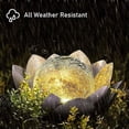 thumbnail image 3 of Large LED Metal Lotus Flower Solar Lights, EpicGadget Solar Light Outdoor Waterproof Crackle Globe Glass Lotus Garden Decoration Light for Tabletop, Ground, Yard, Patio, Landscape, Pathway (Gray), 3 of 6