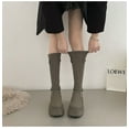 thumbnail image 7 of Women's Ribbed Platform Boots Round Toe High Heel Casual Boots Long Shaft Boots, 7 of 7