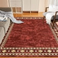 thumbnail image 2 of Washable Area Rug - 4'x6' Red, Soft, Non-Slip, Vintage, Farmhouse, Stain Resistant, Low Pile, Entryway, Dining Room, Living Room, Bedroom Rug, 2 of 8
