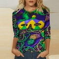 thumbnail image 2 of BKQCNKM Mardi Gras Outfit for Women Sweatshirt for Women Oversized Sweatshirt for Women Mardi Gras Crew Neck Short Sleeve Mardi Gras Sweatshirt Mardi Gras Shirts for Women, Dark Blue L, 2 of 5