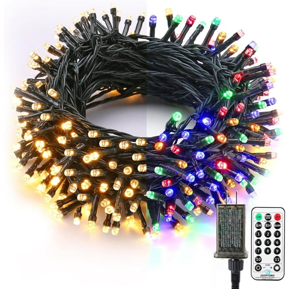 65.67ft Connectable Christmas Lights 200 LED, 11 Lighting Modes Color Changing String, Dimmable Remote Control for Holiday Wedding Decor, Multicolor