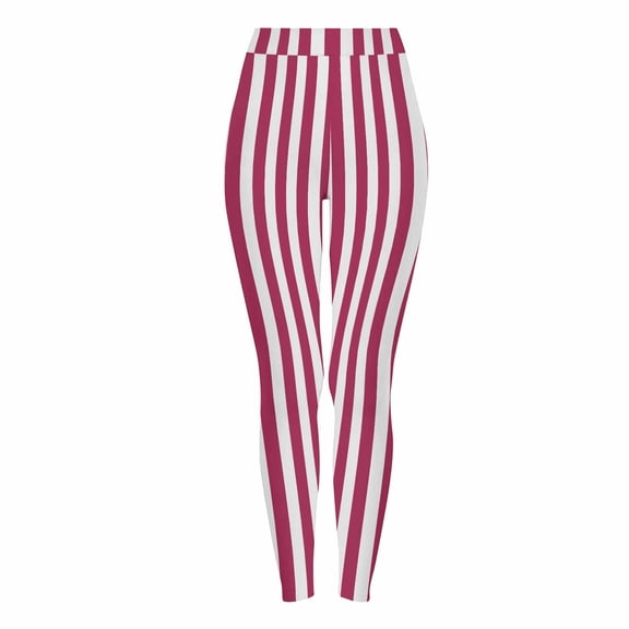 DeHolifer Womens Leggings Plus Size Halloween Casual Strip Printed Straight Leg Fall Trendy Tights Hot Pink L