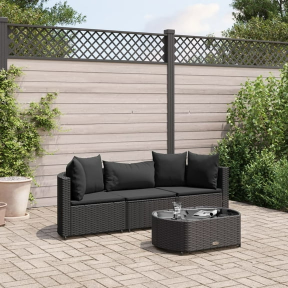 vidaXL Patio Sofa Set with Cushions Lounge Setting Outdoor Furniture Poly Rattan