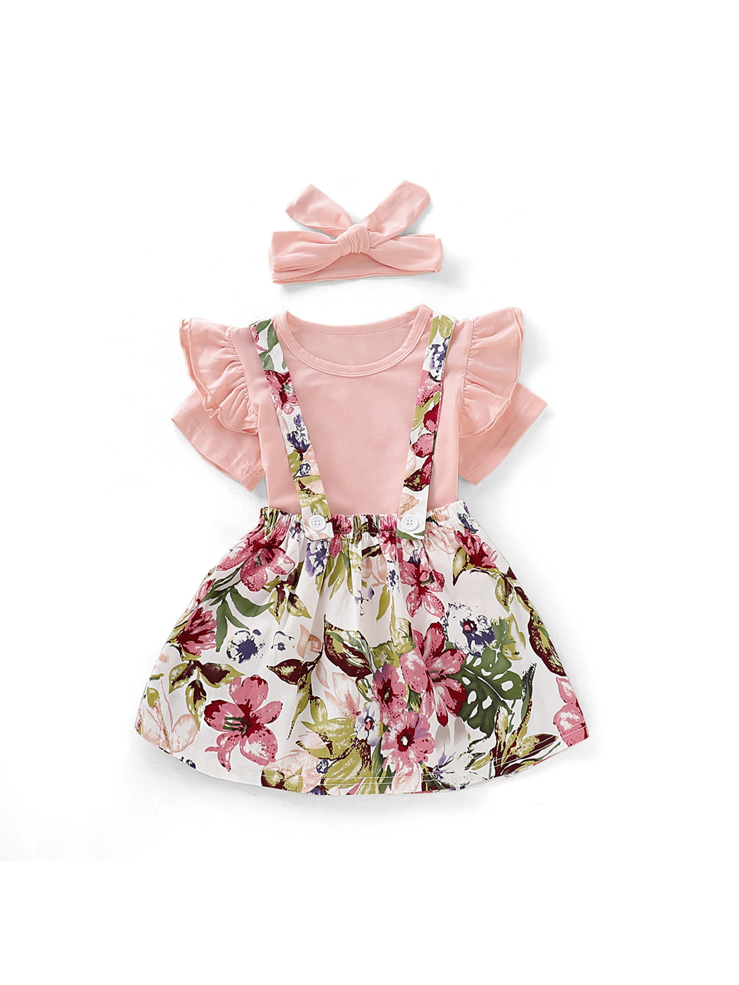 PatPat - Baby / Toddler Ruffled Floral Dress and Headband - Walmart.com