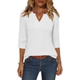 thumbnail image 6 of GUACER Womens 3/4 Sleeve Tops Casual Pintuck V Neck Relaxed Fit Blouses Trendy Tops for Ladies, 6 of 8