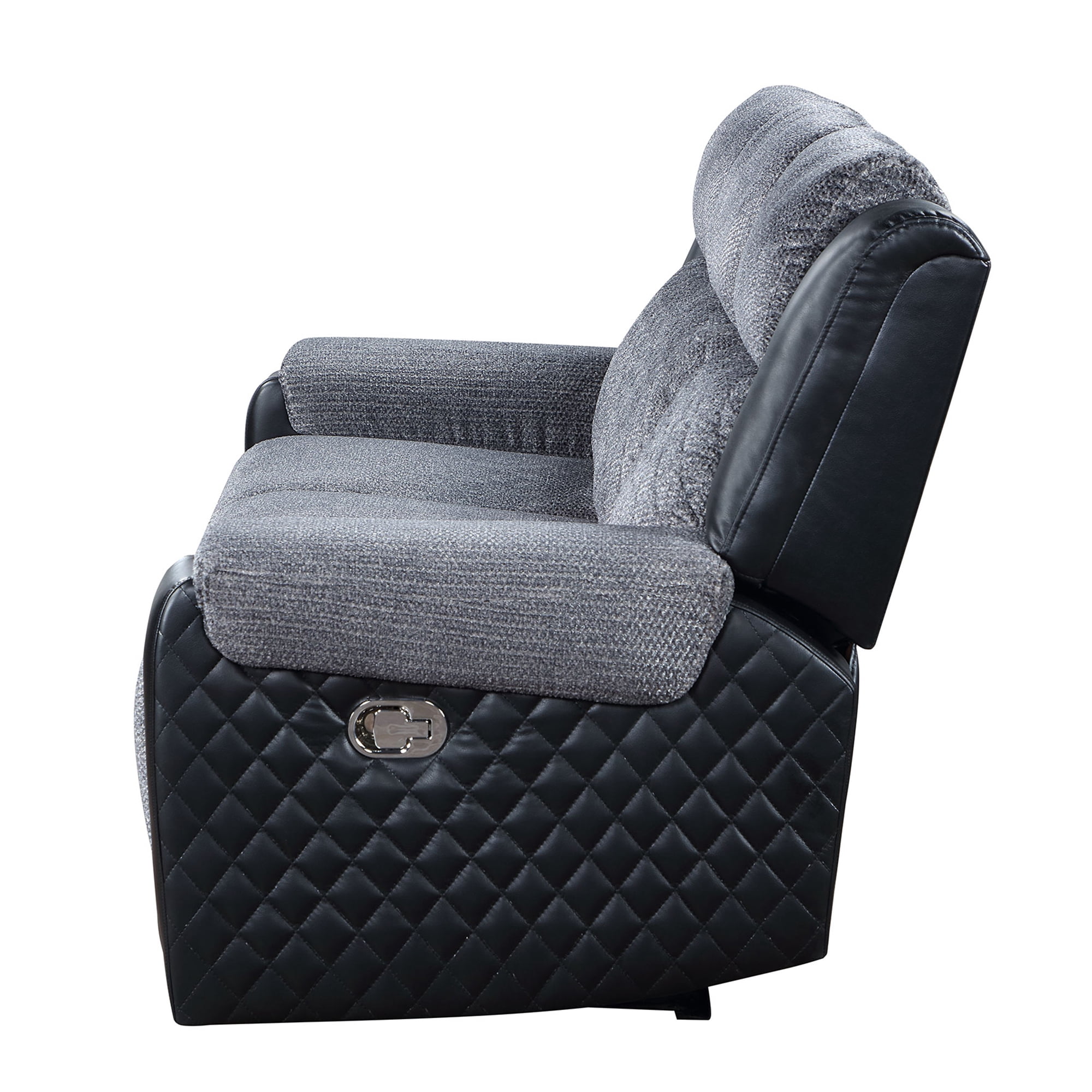 Global Furniture USA U5914 Gray/Black Fabric Reclining Sofa with Padded Cushions
