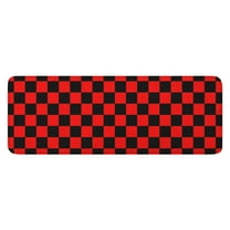 Red and Black Checkered Pattern Kitchen Rug Mat,Kitchen Runner Rugs Non Skid Washable,Decorative Kitchen Floor Mats for Kitchen,Sink,Laundry,17"x47.2"