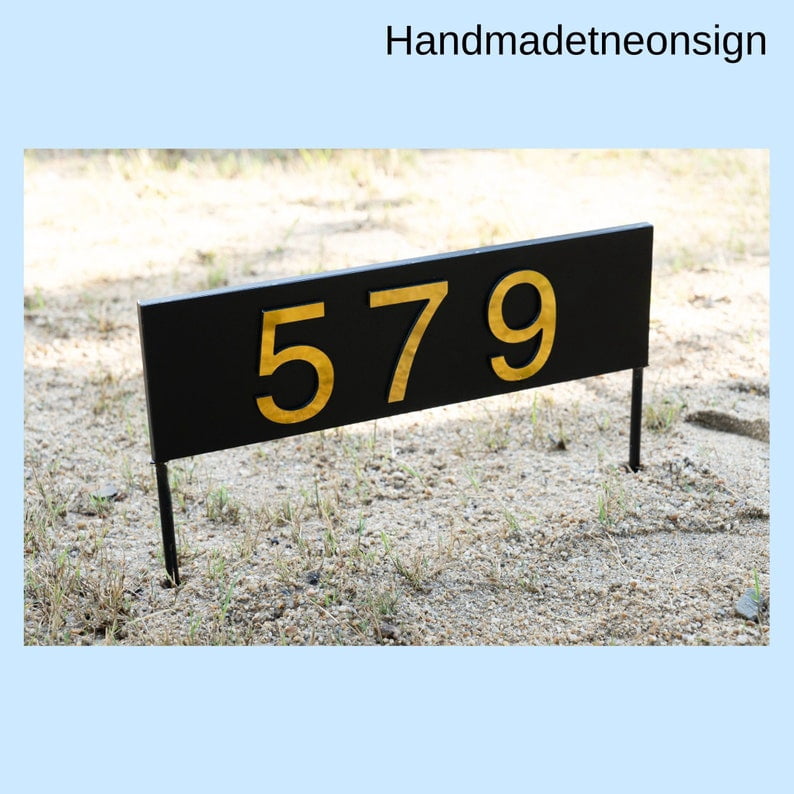 Handmadetneonsign House Number Horizontal Rusty, Rusty House Number Sign, Home Number Rusty Effect