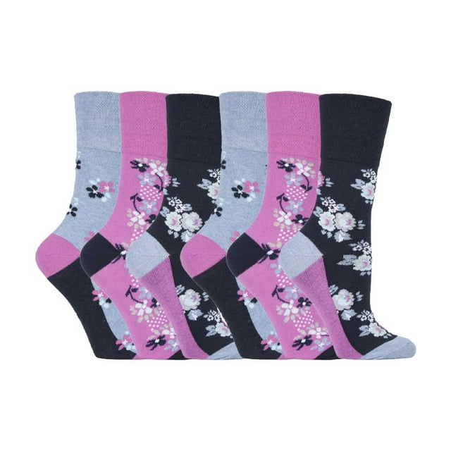 Gentle Grip - 6 Paires Chaussettes pour Femmes Gentle Grip Non Élastiques Hauteur Mi-Mollet