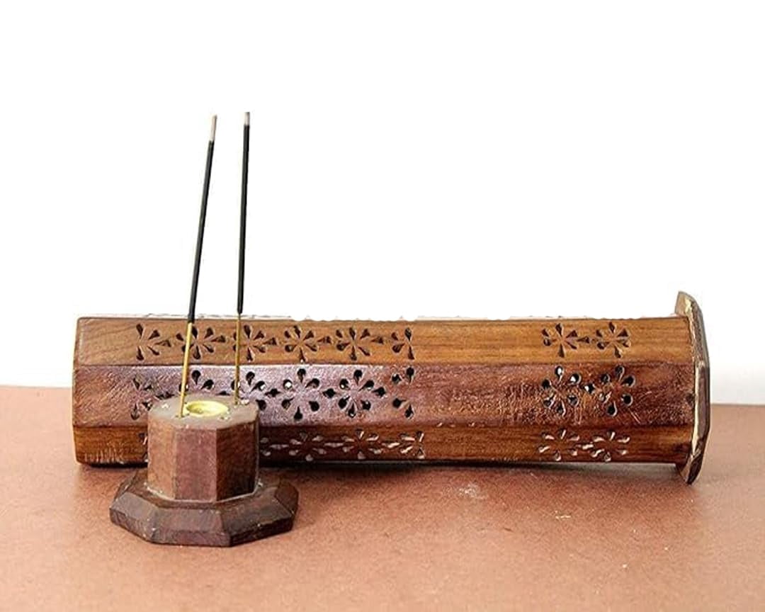 Wooden Incense Stick Holder, Dhoopbatti/Cone Burner Stand for Home & Office, GOL Tower Shape, 12 inch, Pack of 1