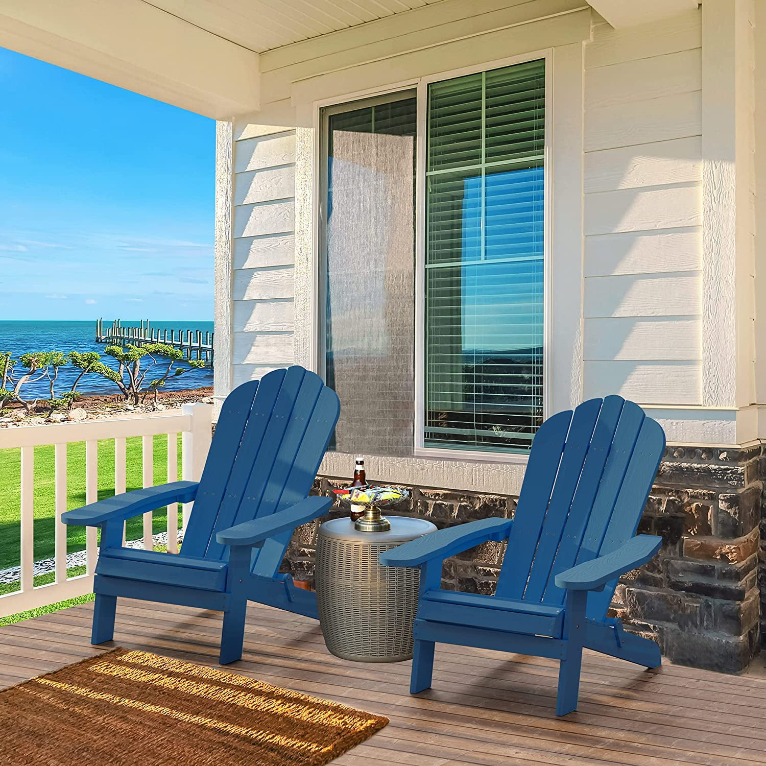 YITAHOME Folding Adirondack Chair, Heavy Duty Foldable Plastic Outdoor