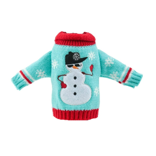 Navidad tejer botella de vino muñeco de nieve guirnalda cubierta ropa cocina de cena para Año Nuevo suministros para arreglos de fiesta de Kits de decoración para fiestas Muñeco de nieve Bearachild HA070654-04