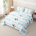 thumbnail image 3 of Erosebridal Blue Ribbon Bow Quilt Full For Girls Teens,Kids Football Soccer Pattern Full Bedspread Sets,3 Pieces, 3 of 7