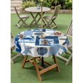 thumbnail image 4 of Outdoor Tablecloth with Umbrella Hole for Patio/Picnic/Party/Camping, Starfish Coastal Waterproof Table Cloth Round Cover Washable, Blue Shell Crab Nautical Summer Beach Ocean (Dia 54"), 4 of 8