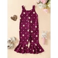 thumbnail image 2 of Bagilaanoe Toddler Baby Girl Jumpsuit Sleeveless Floral Print Romper Overalls 1T 2T 3T 4T 5T 6T Kids Flared Pants Summer Clothes, 2 of 8