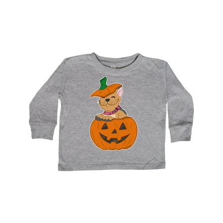 

Inktastic Pumpkin Puppies Halloween French Bulldog Gift Toddler Boy or Toddler Girl Long Sleeve T-Shirt