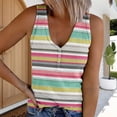 thumbnail image 2 of Bovemsi Camisole Tops for Women Women's Summer V Tie Button Stripe Printed Strip Fabric Loose Casual Tank Top Basic Tanks, 2 of 5