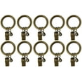 thumbnail image 2 of Urbanest 1" Metal Curtain Rings With Clips and Eyelets, Antique Brass, Set of 10, 2 of 6