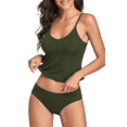 thumbnail image 4 of Womens Athletic Tankini Swimsuits Sports Two Piece Bathing Suit for Women Ribbed Bikini Set Camisole with Shorts Swimwear, 4 of 6