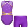 thumbnail image 1 of Raenseen Girls Gymnastics Leotard Unitard with Shorts Tumbling Dance Outfits 2 Pieces Set Tracksuit Ballet Bodysuit Purple 6, 1 of 7