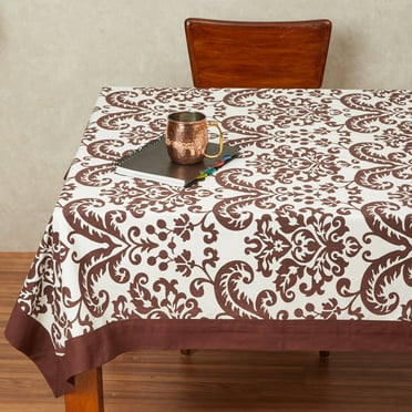 In-Sattva Home 100% Cotton Signature Boho Indian Print Washable Rectangular Table Cover Cloth; Rectangular 60 X 60; Seats Table for 4; Brown
