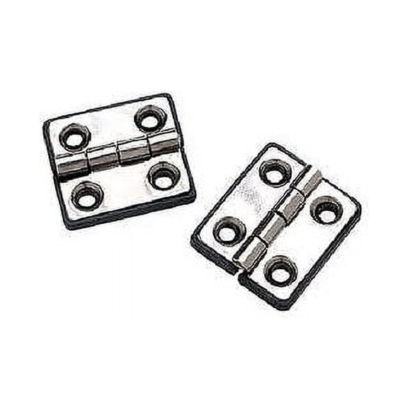 Seachoice 33951 (2) 1-5/16" x 1-1/2" Polished Stainless Steel Butt Hinges with Black Nylon Base Plate