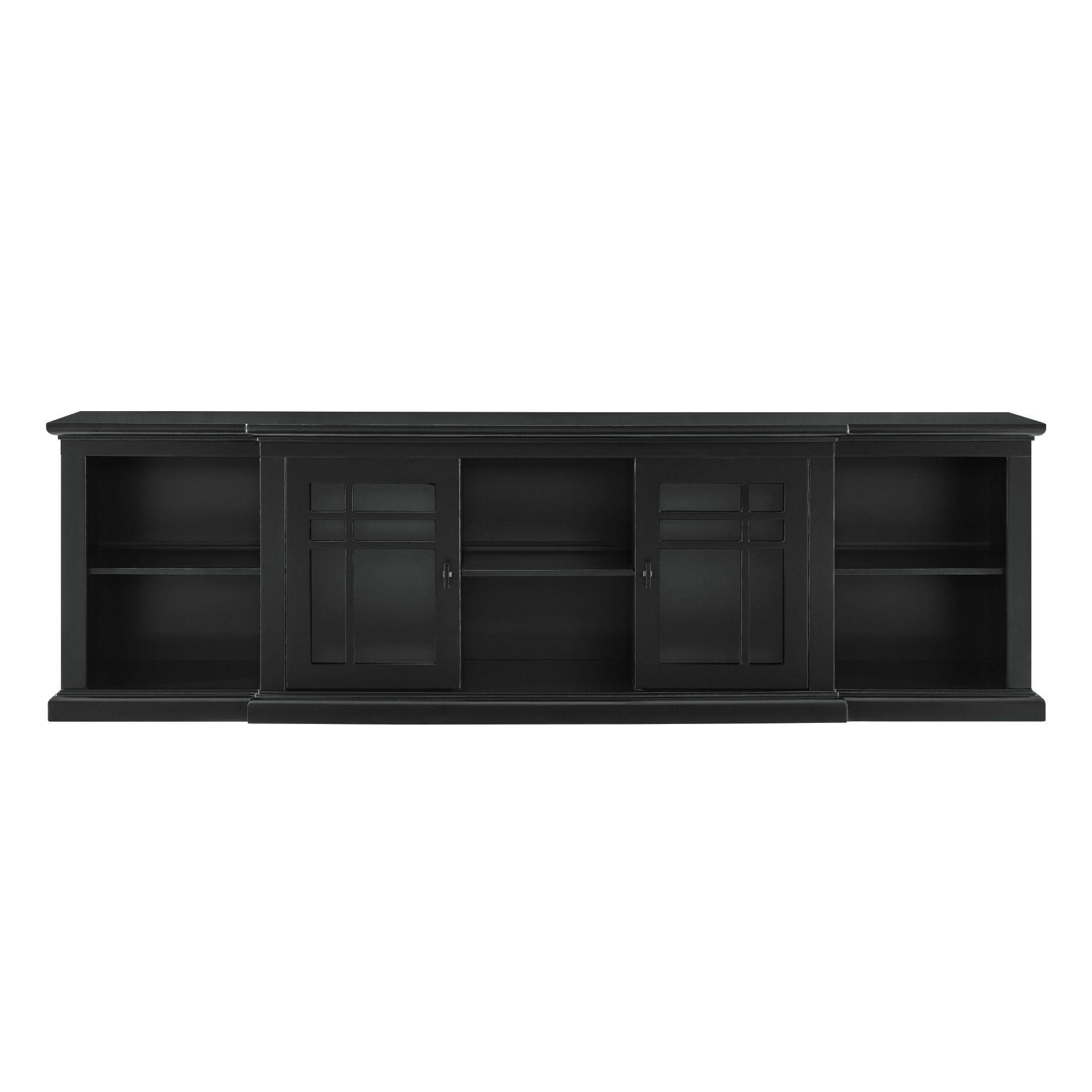 Walker Edison Transitional Glass-Door TV Stand for TVs up to 90”, Black