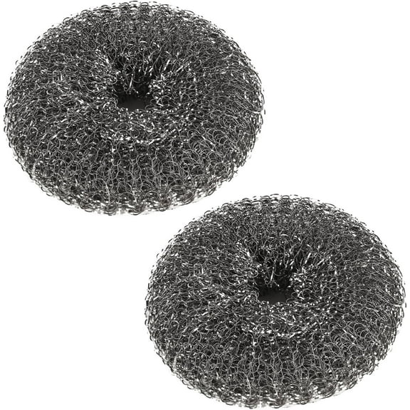 Heavy-Duty Stainless Steel Wool Barbecue Grill Cleaning Scrubber Pads, Replacement Steel Wool Brush Head, 2 Pack