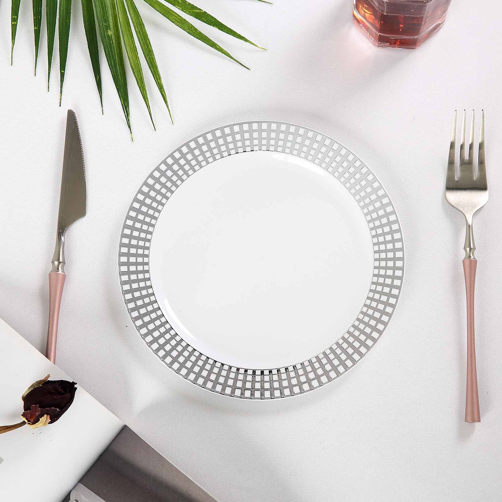 BalsaCircle White Disposable Plastic Round Plates for Wedding Reception