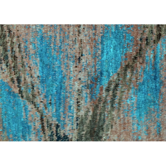 Ahgly Company Indoor Rectangle Abstract Light Blue Modern Area Rugs, 2' x 3'