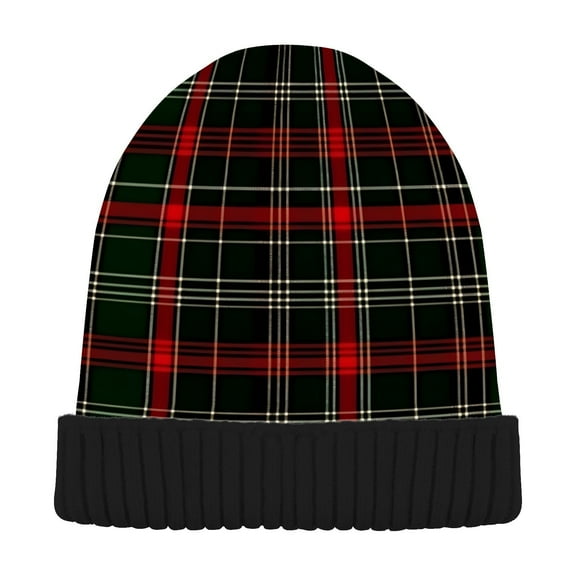 JSTEL Christmas Checked Tartan Beanie for Women Men Winter Hat Reversible Skull Knit Cap