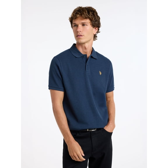 U.S. Polo Assn. Men's Short Sleeve Waffle Knit Thermal Polo Shirt