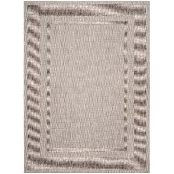 SAFAVIEH Courtyard Agnes Striped Border Indoor/Outdoor Area Rug, 8' x 11', Beige/Brown
