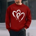 thumbnail image 2 of WREESH Mens Valentines Sweatshirts Graphic Oversized Sweatshirts Loose Casual Heart Printed Round Neck Pullover Tops Spring Shirt Red, 2 of 6