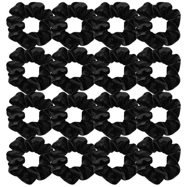 Semato Paquete de 16 coleteros de terciopelo negro para el pelo, lazos para el pelo, cuerdas para mujeres o niñas, accesorios para el cabello
