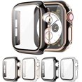 thumbnail image 1 of LAICAIW [4 Pack] Hard PC Case with Tempered Glass Screen Protector Compatible Apple Watch Series 9/8/7, Full Coverage Ultra Thin HD Clear Sensitive Touch Cover for iWatch 41mm, 1 of 6