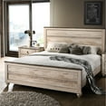 thumbnail image 2 of Modern Bedroom Furnishings - Queen Size Bed & Nightstands, White Wash, Walnut Brown Trim, Spacious Storage 2 Wash Rustic Finish, Paneled Headboard With Antique Metal Handles, Drawers, Low-profile, 2 of 3