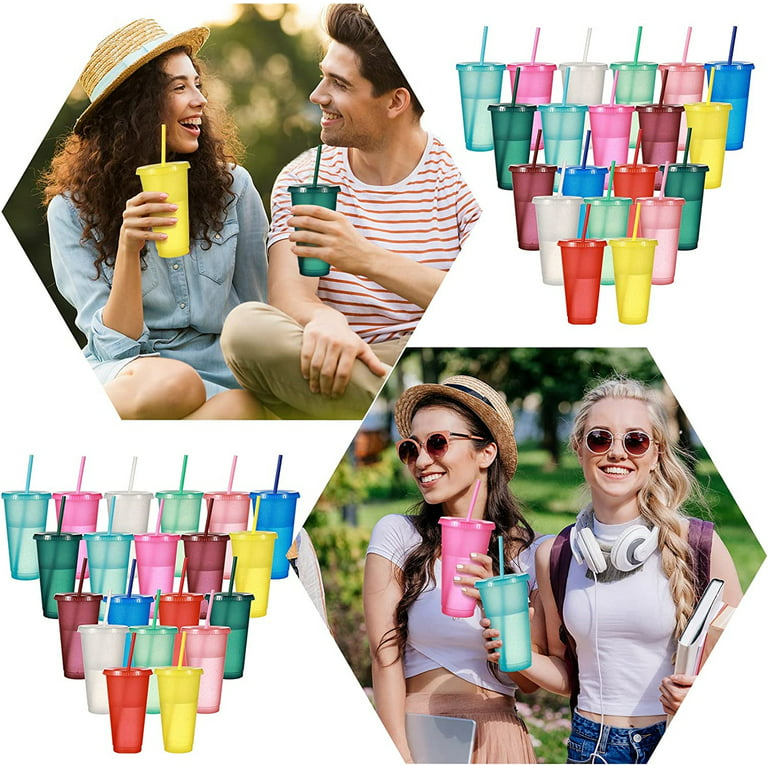 72 Pack 24 oz Glitter Reusable Cups with Straws and Lids, Plastic Tumblers  with Lids and Straws Bulk…See more 72 Pack 24 oz Glitter Reusable Cups with