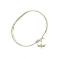 thumbnail image 2 of 7 inch Oval Eye Hook Bangle Bracelet w/ Holy Spirit medal charm w/ March Blue Swarovski Crystal, 2 of 3