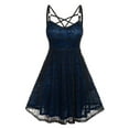 thumbnail image 1 of FASHIONWT Women Plus Size Halloween Sleeveless O-Neck Sling Skull Lace Panel Midi A-Line Dress, 1 of 4