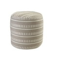 thumbnail image 5 of Laddha Home Designs 20" Taupe and White Striped Round Outdoor Patio Pouf Ottoman, 5 of 9
