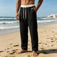 thumbnail image 6 of Tsivenald Work Pants for Men Elastic Drawstring Waist Lightweight Breathable Fabric Loose Fit Summer Beach Trousers, 6 of 9