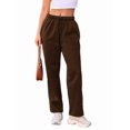 thumbnail image 2 of Women'S Wide Leg Sweatpants High Waisted Baggy Interior Drawstring Sweatpants Straight Leg Sweat Pants Brown S, 2 of 7