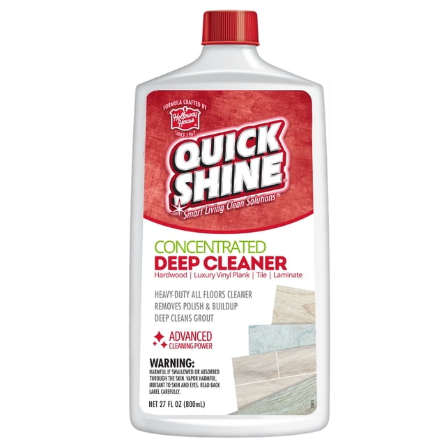 Limpiador y removedor profundo de pisos multisuperficie Quick Shine 27 oz | Elimina la acumulación de cera, revitaliza los pisos y limpia la lechada | Uso en baldosas y piedra LVT laminadas de madera