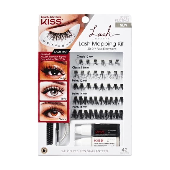 KISS Lash Couture 3D DIY Faux Extensions Lash Mapping Kit, 42 Lash Clusters