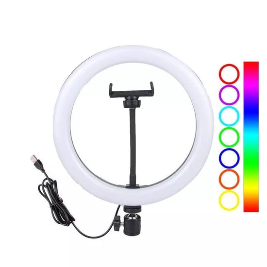 10” Selfie RGB Ring Light with 65 inches Tripod Stand & Phone Holder, for TikTok/YouTube/Live Stream/Makeup/Photography/Meetings - with controlled operator