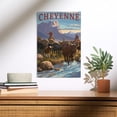 thumbnail image 2 of Lantern Press 12x18 Inch Premium Wood Sign, Ready to Hang Wall Decor, Cheyenne, Wyoming, Cowboy Cattle Drive Scene, 2 of 4
